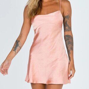 Princess Polly Fiery Feelings peachy pink coral mini satin dress with bustier